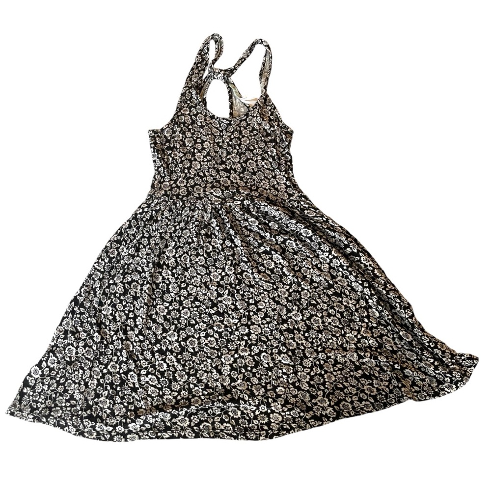 Kimchi Blue Black White Floral Mini Dress Fit & Flare Open Back Strappy XS